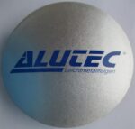 Alutec Wheel Cap 56mm Silver with Blue lettering N25 9N25ALUTEC
