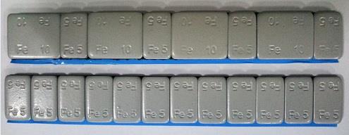 ALU Fe adhesive balancing weights (h=4mm) 5g*12pcs. (60gr), grey, 100strips/pack.