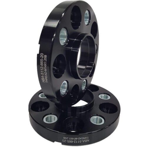 Spacer 20 mm 2 pcs 5x112 66.6 mm With Thread Holds M14x1.25 Black (NBA-5112-666-20-THREAD-M14x1.25B)