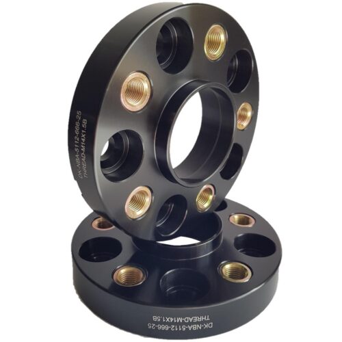 Spacer 25 mm 2 pcs 5x112 66.6 mm With Thread Holds M14x1.5 Black (NBA-5112-666-25-THREAD-M14X1.5B)