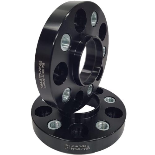 Spacer 25 mm 2 pcs 5x120 74.1 mm With Thread Holds M14x1.25 Black (NBA-5120-741-25-THREAD-M14x1.25B)