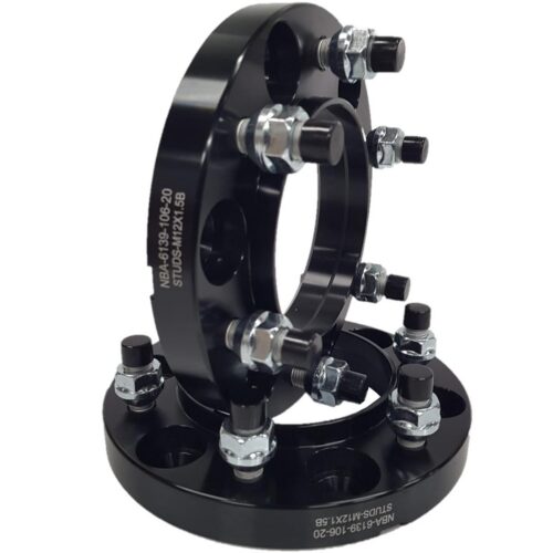 Spacer 20 mm 2 pcs 6x139.7 106.2 mm With Studs and Nuts M12x1.5 Black (NBA-6139-106-20-STUDS-M12X1.5B)