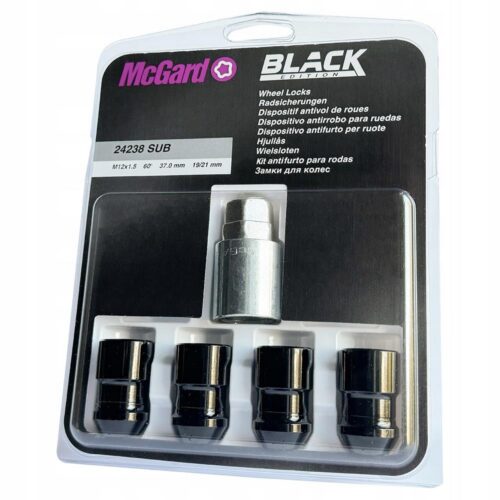 McGard Black Security Nuts M12x1.5 37 21mm Hex 60° (24238SUB)