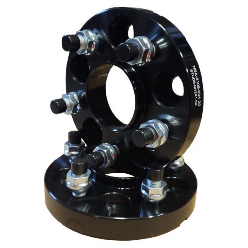 Spacer 20 mm 2 pcs 5x108 63.4 mm With Studs and Nuts M12x1.5 Black (NBA-5108-634-20-STUDS-M12X1.5B)